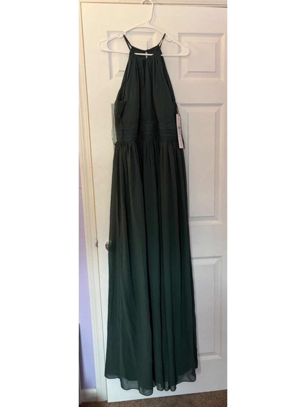 Bill Levkoff Evergreen Chiffon Halter Maxi Bridesmaid Formal Dress - Size XL NWT